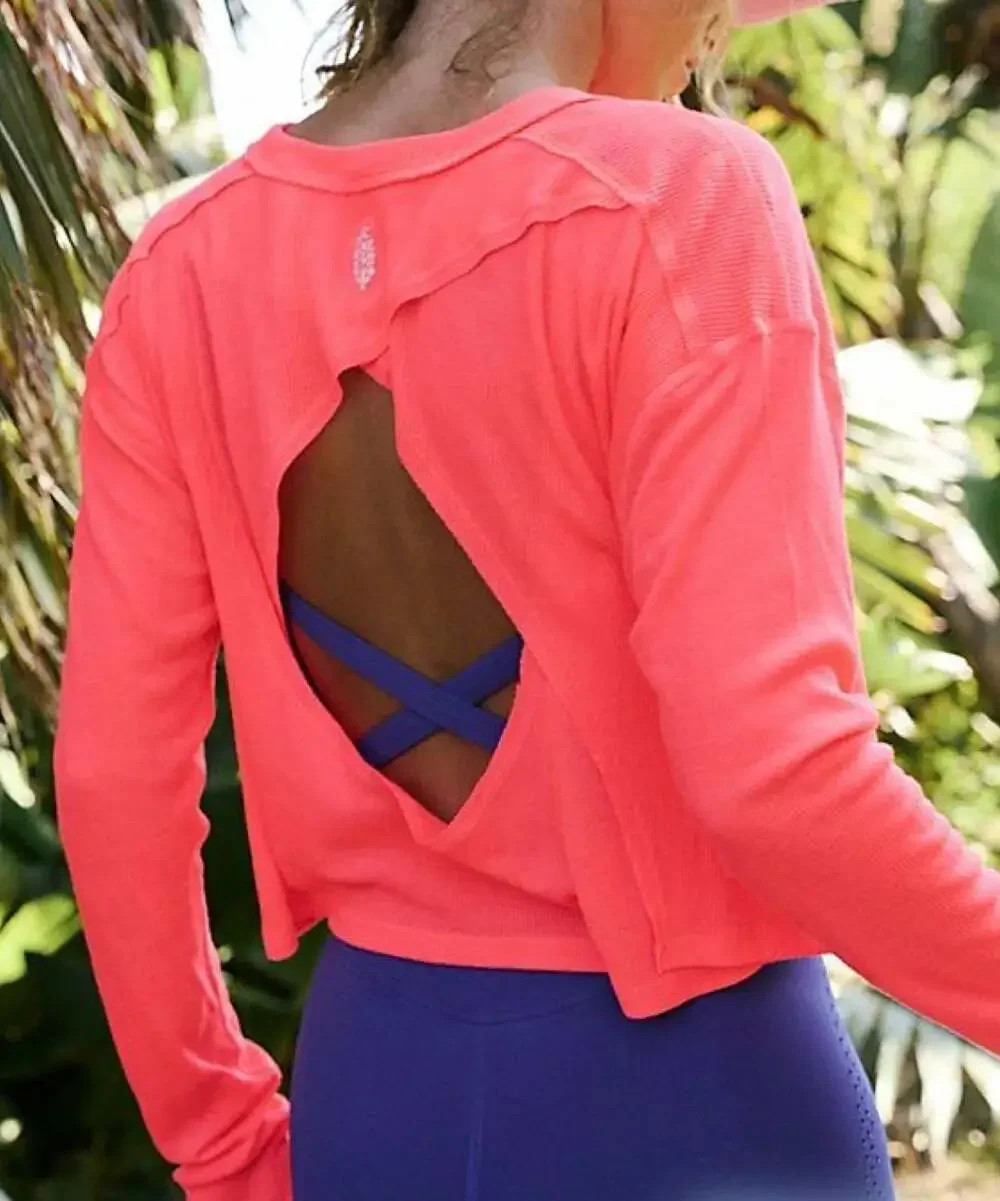 Nwt FP Movement Never Better Ultra-Light Infinity Layer Neon Coral Long Sleeve T